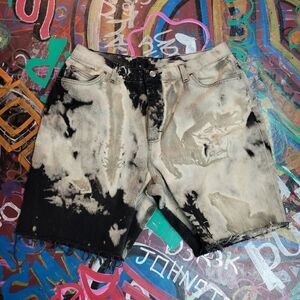 Women's Size 18 Custom Reverse Tie-Dye Denim Shorts